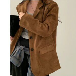 Vintage blazer Jacket faux suede camel